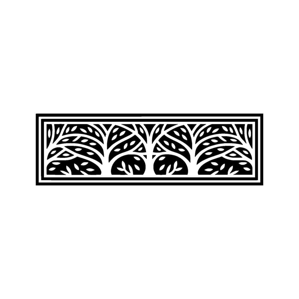 Stylized Tree Border, Elegant Black White vector