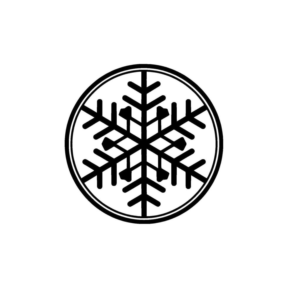Minimalist Snowflake , Winter Symbol, Circular vector