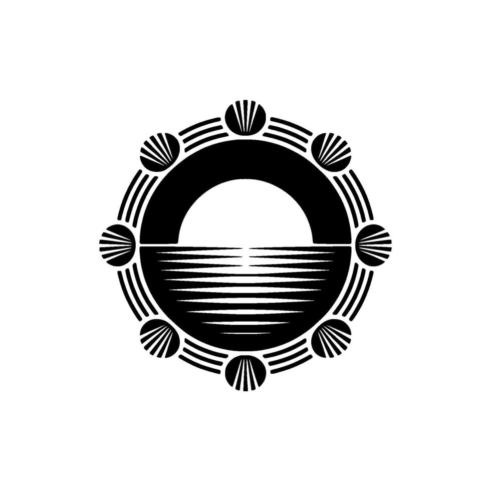 Oceanic Symmetry Minimalist Wave Emblem vector