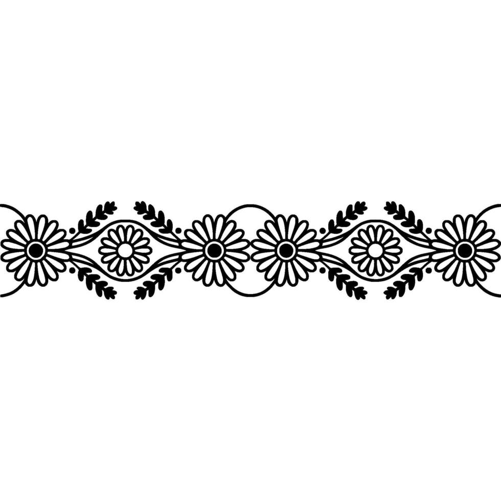 Delicate Floral Border, Vintage Style, Hand-Drawn Motif vector