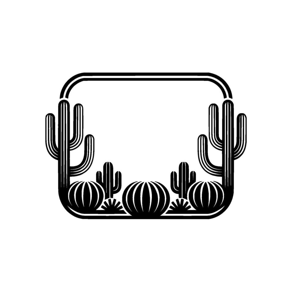 Desert Frame Stylized Cacti Silhouette vector
