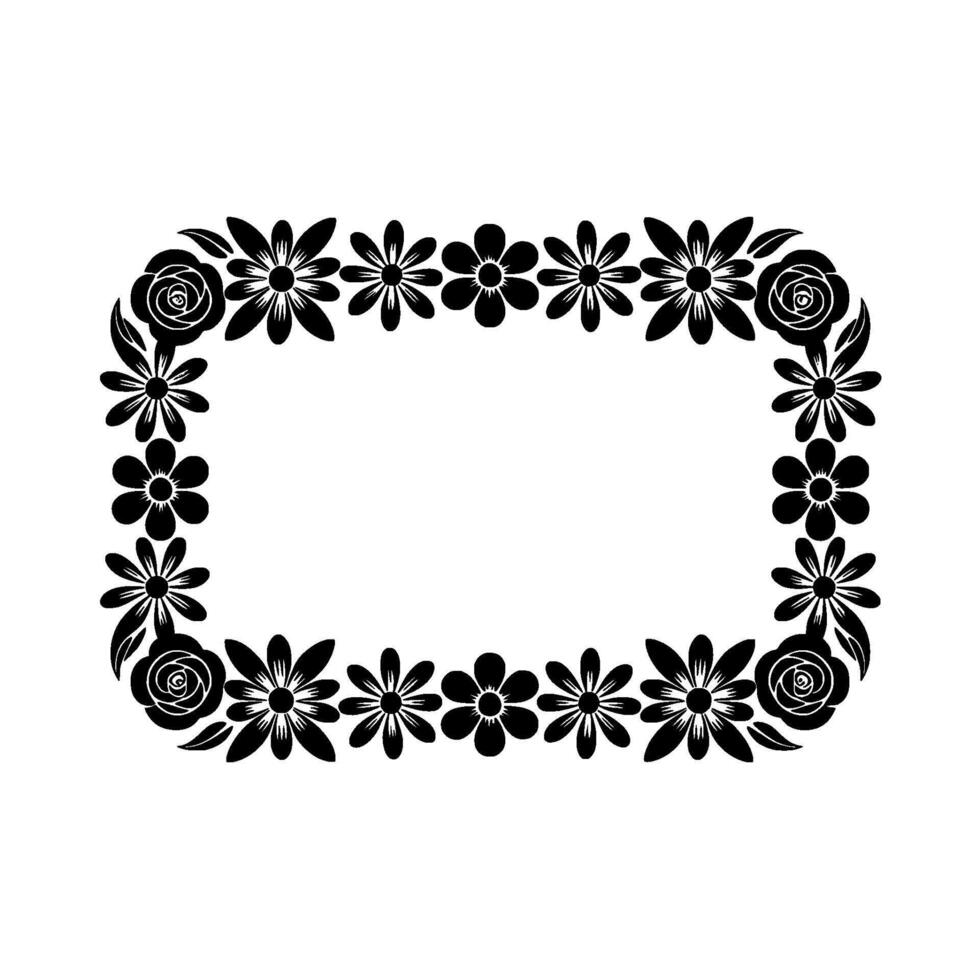 Elegant Floral Frame, Vintage Botanical, Outline vector