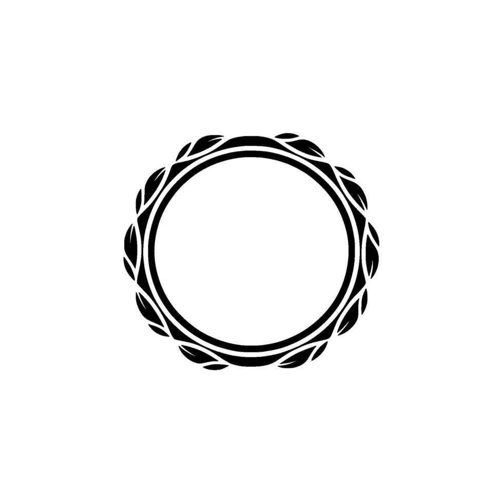 Stylized Leaf Wreath Border, Minimalist vector