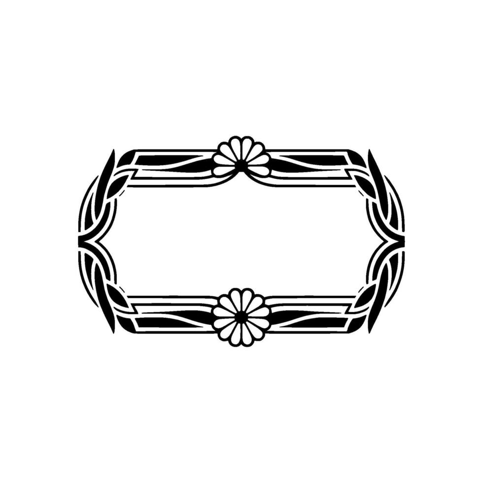 Art Deco Floral Frame Elegant Border, Ornament vector