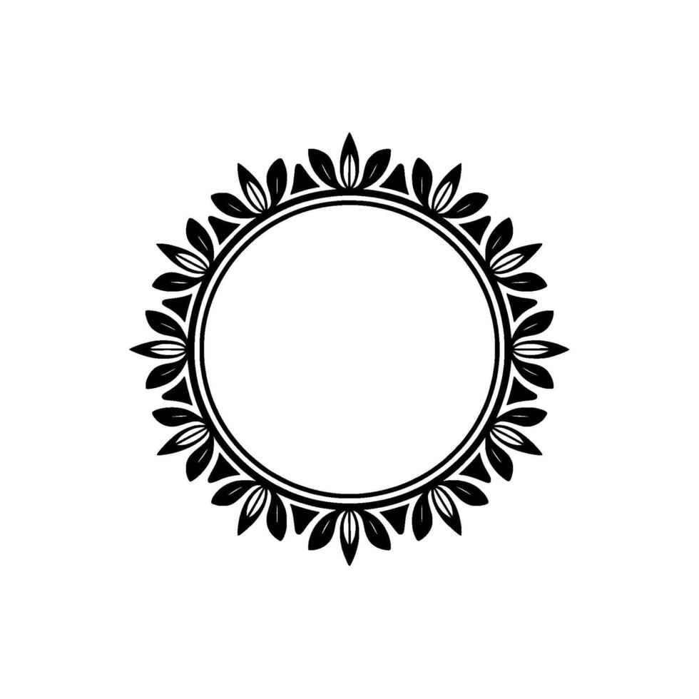 Elegant Botanical Circle Frame, Minimalist - Floral vector