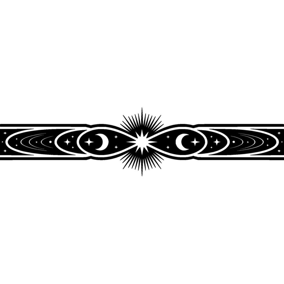 Celestial Border Vintage Starburst Crescent Moon vector