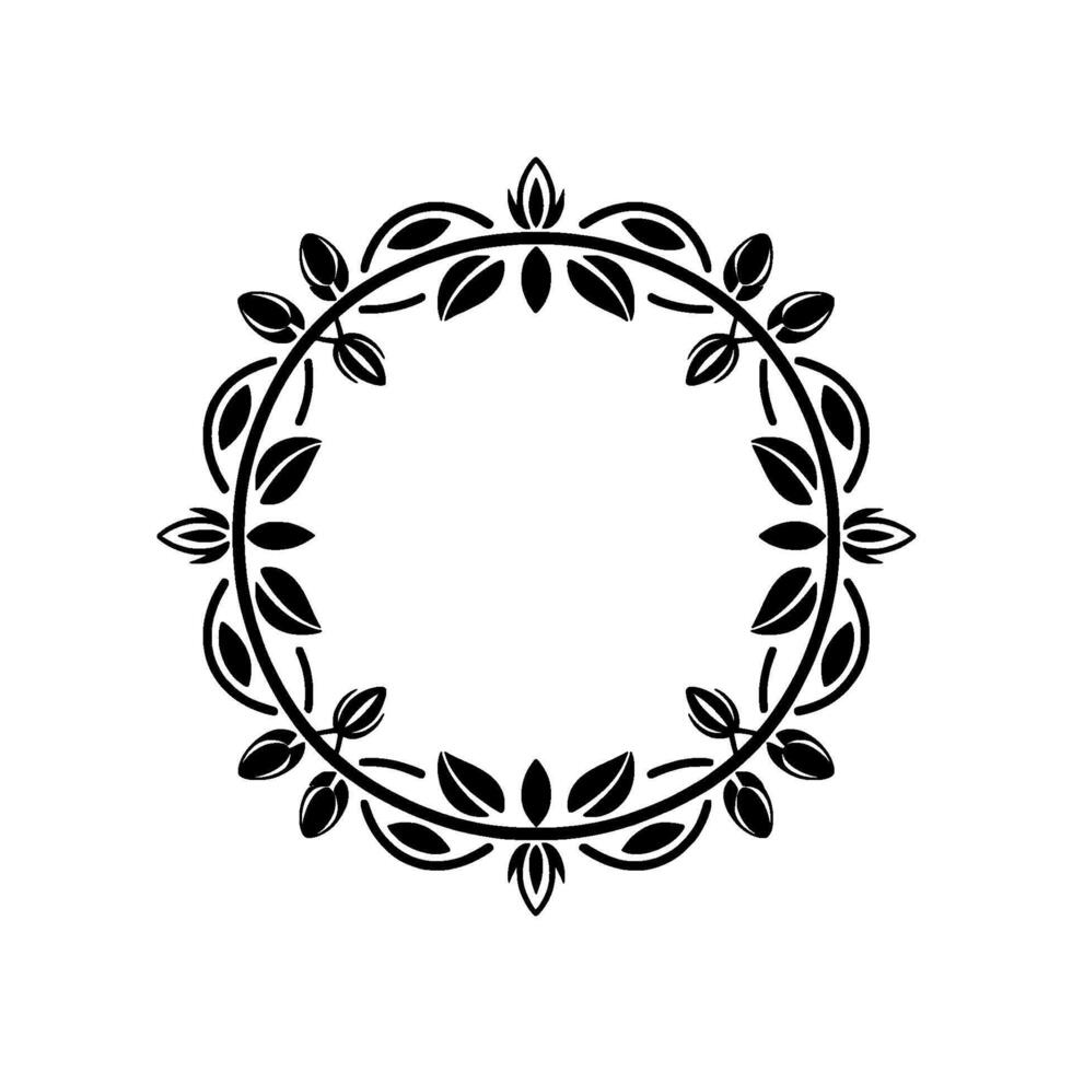 Elegant Black Floral Wreath Border, Vintage, Botanical vector
