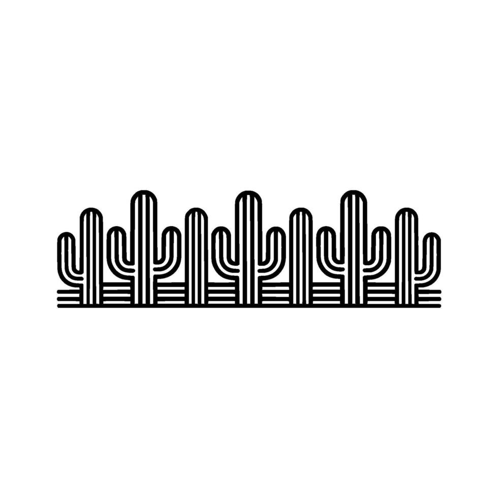 Geometric Desertscape Stylized Cacti Silhouette vector