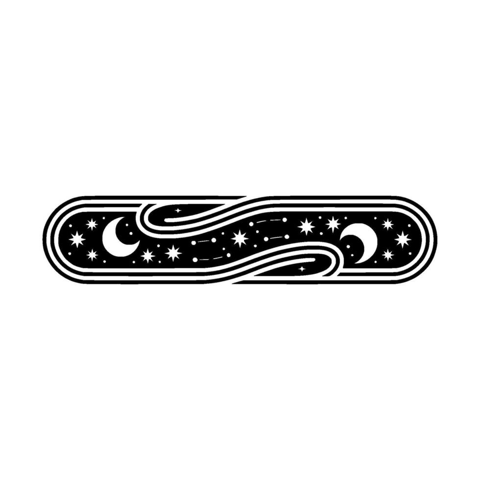Celestial Wave Retro Starry Night Emblem vector
