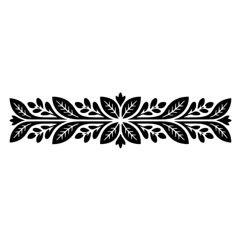 Stylized Leaf Border, Elegant Black White vector