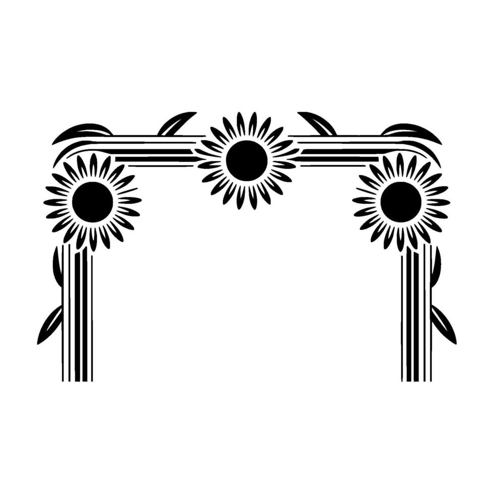 Art Deco Sunflower Ornament, Geometric vector