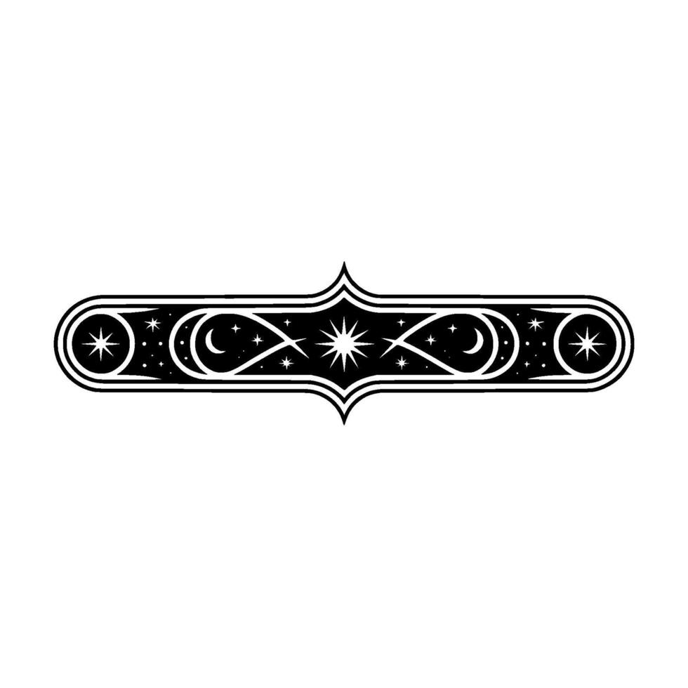 Celestial Ornament Vintage Starburst Border - Moon vector
