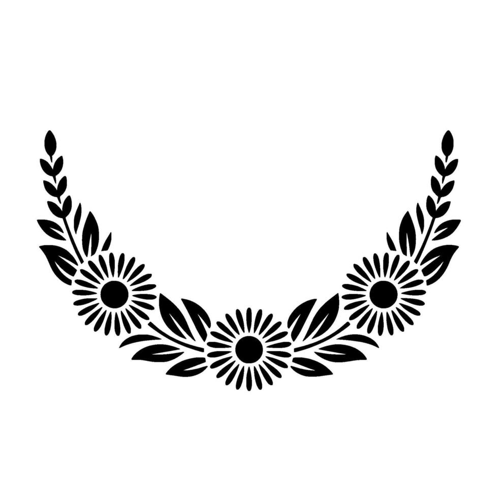 Stylized Floral Wreath, Minimalist , Elegant Border, Botanical vector