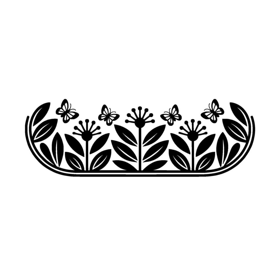 Stylized Floral Border, Vintage Illustration, Delicate, Botanical vector