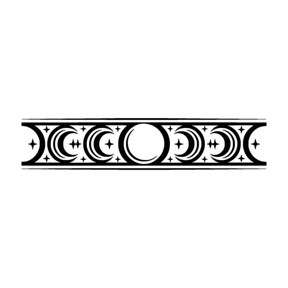 Celestial Crescent Border, Mystical Lunar vector