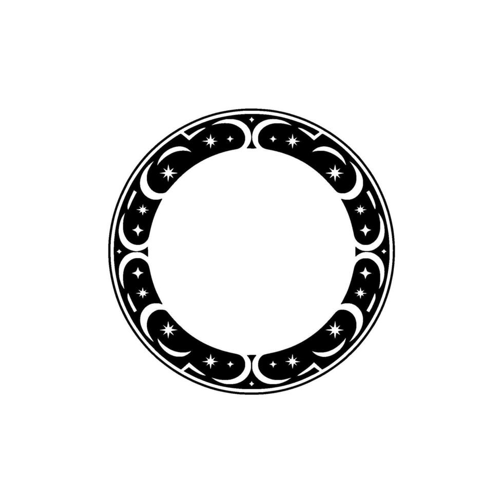 Celestial Circle Lunar Motif, Starry Ornamentation vector