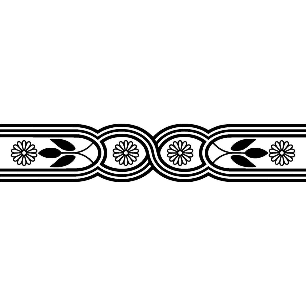Elegant Floral Border, Vintage , Minimalist Ornamentation - Lineart vector