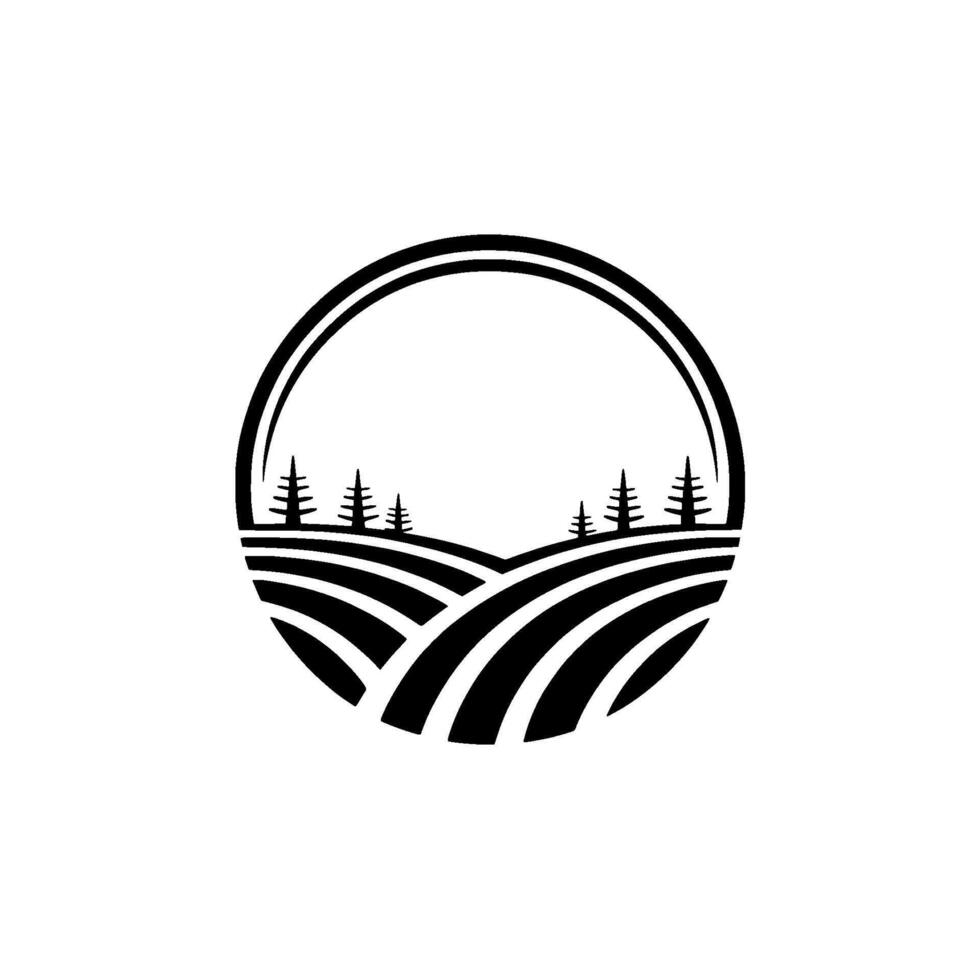Serene Landscape Emblem, Natural Harmony vector