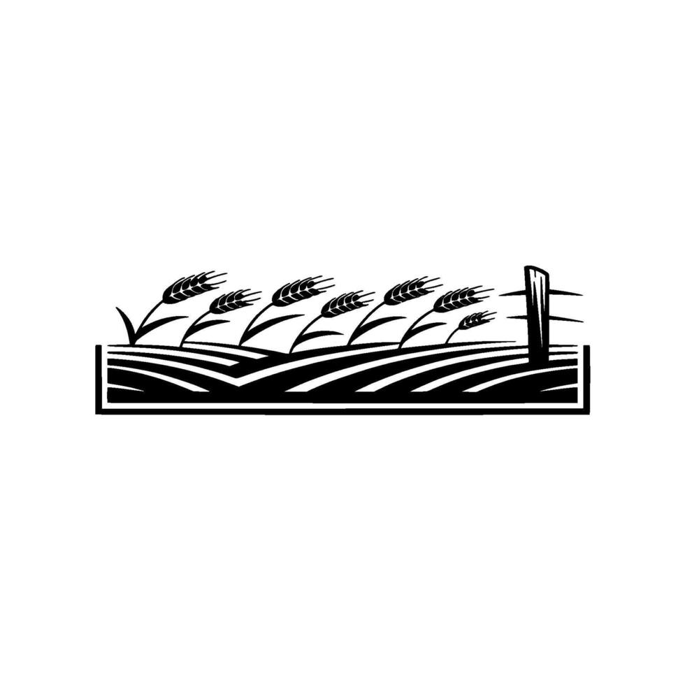 Rustic Wheat Field Emblem, Vintage Agricultural Symbol vector