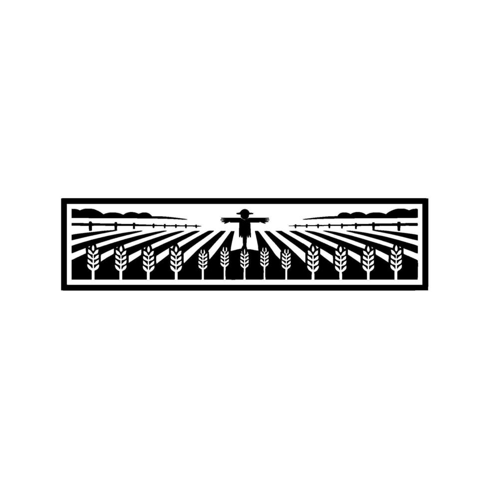 Rustic Harvest Emblem Agricultural Silhouette vector