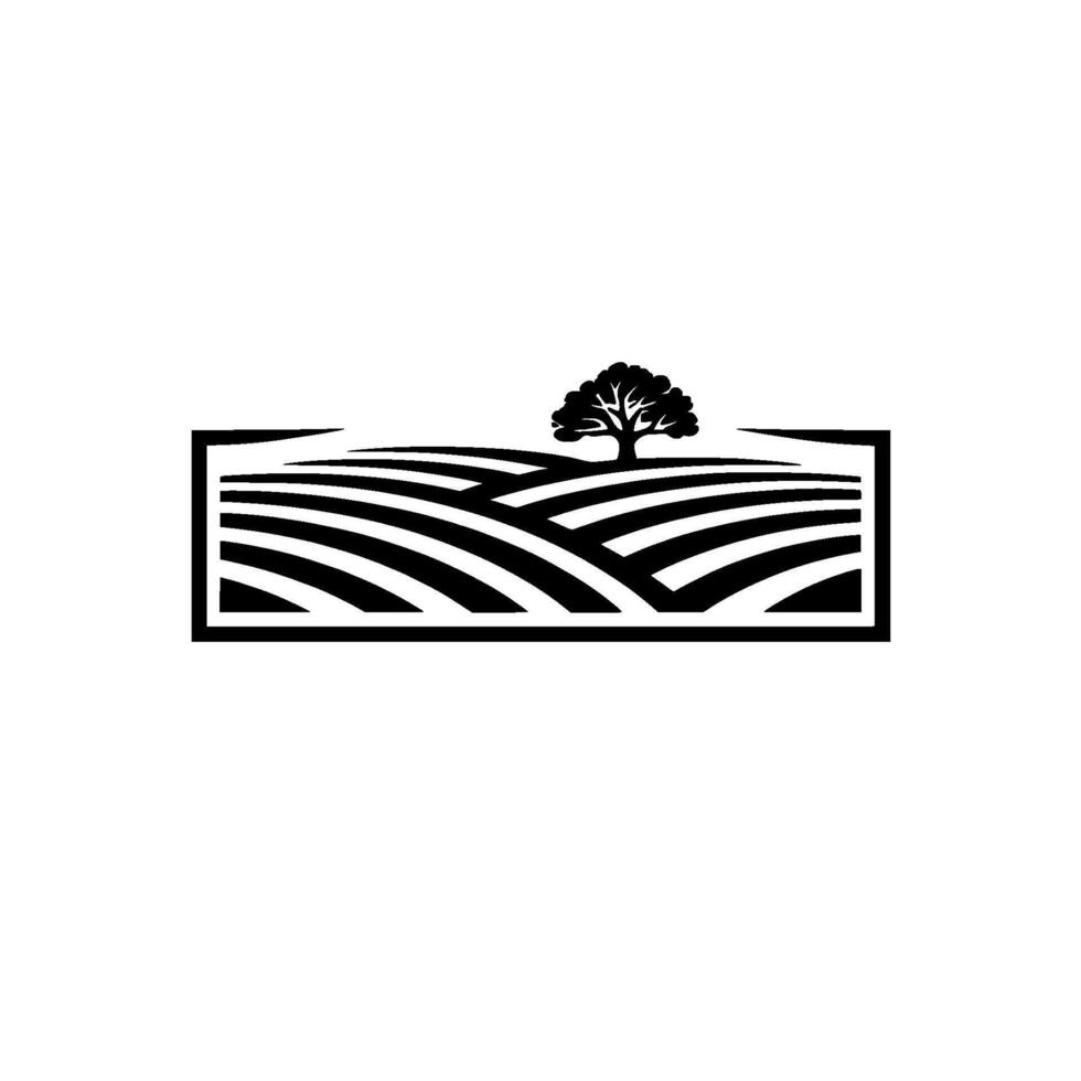 Rustic Landscape Emblem, Agricultural Heritage, Tree vector