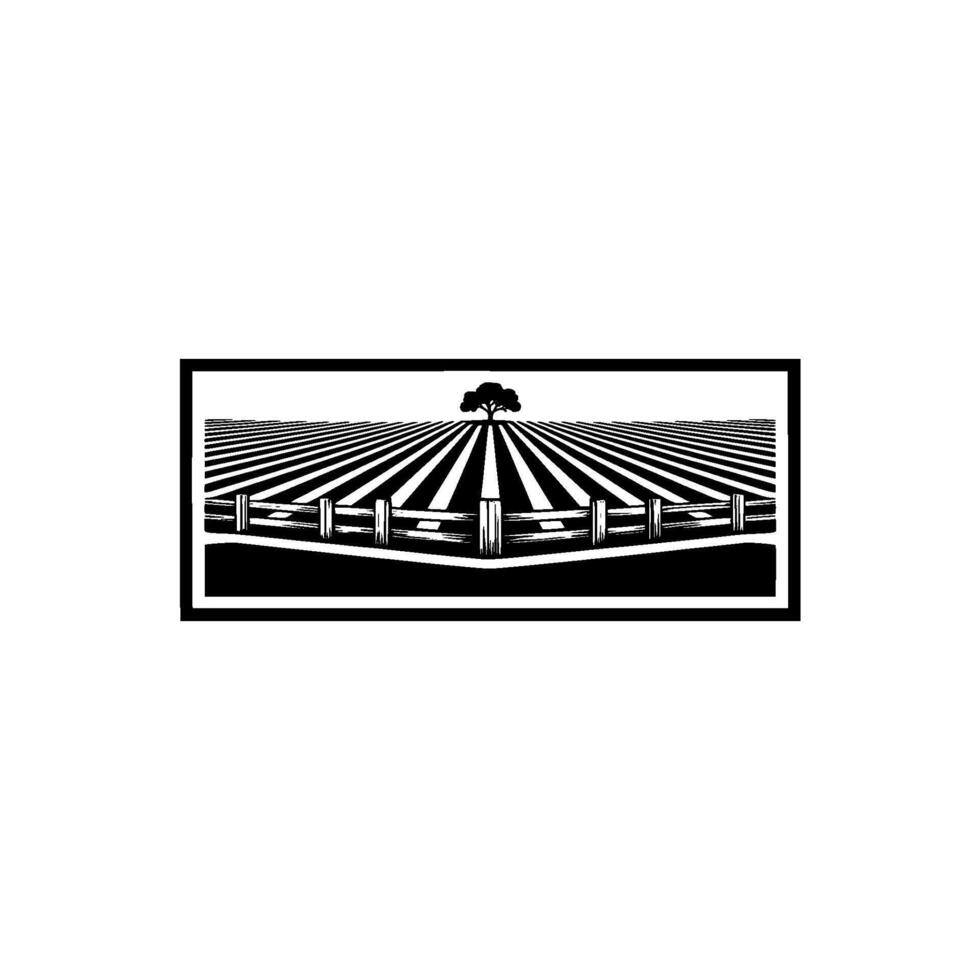 Serene Rural Landscape, Minimalist Emblem vector