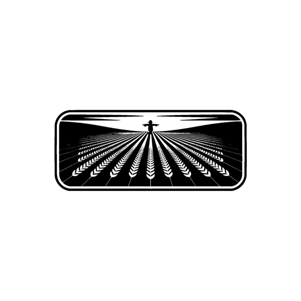 Aerial Harvest Geometric Wheat Field Emblem vector