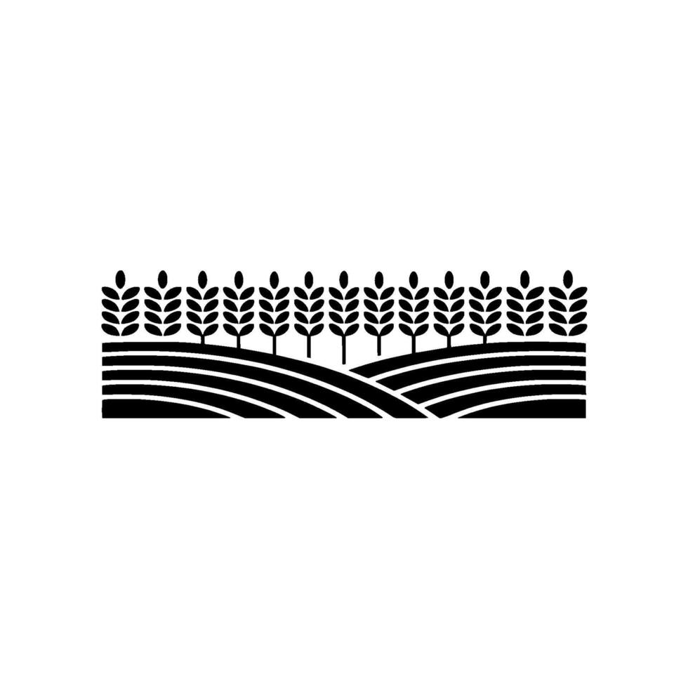 Minimalist Landscape Silhouette, Agricultural Emblem vector