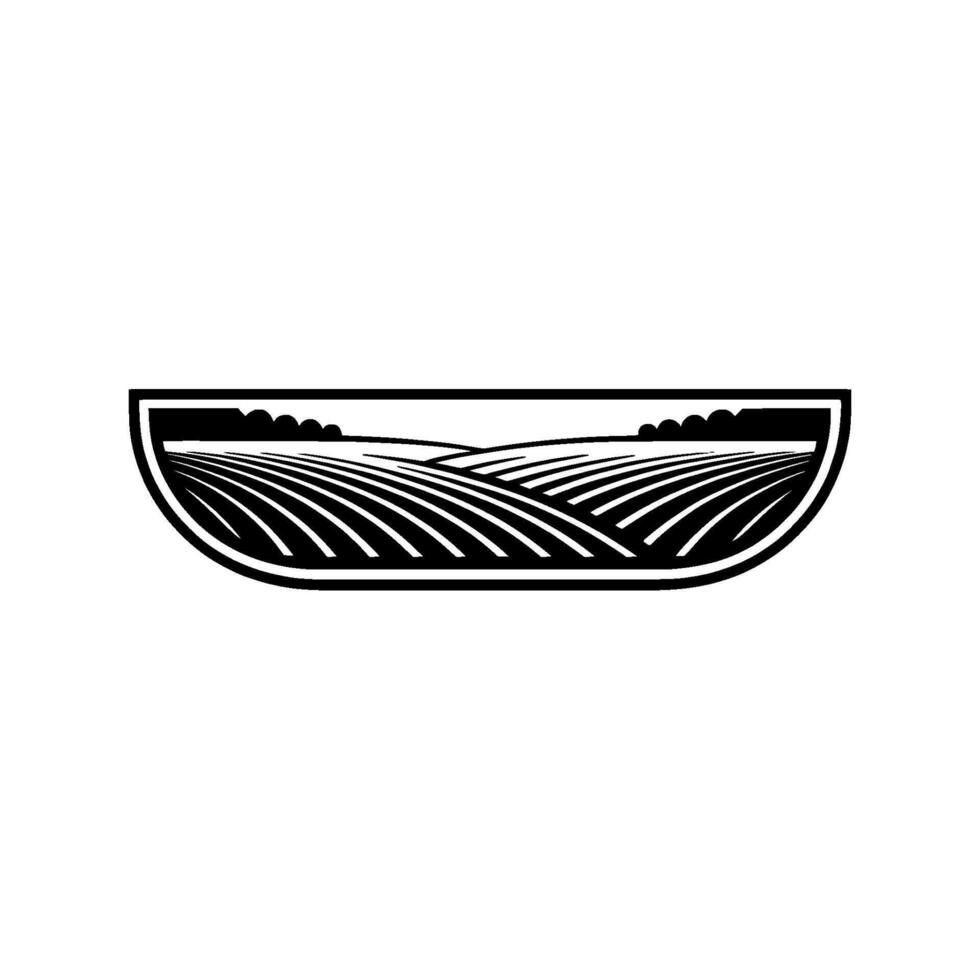 Stylized Landscape Silhouette, Minimalist Farm View vector