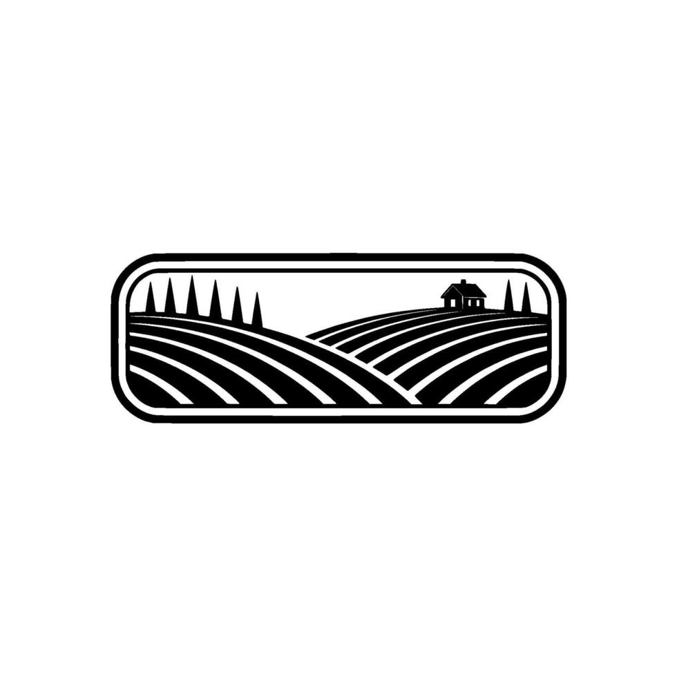 Serene Rural Landscape Emblem, Vintage Style vector