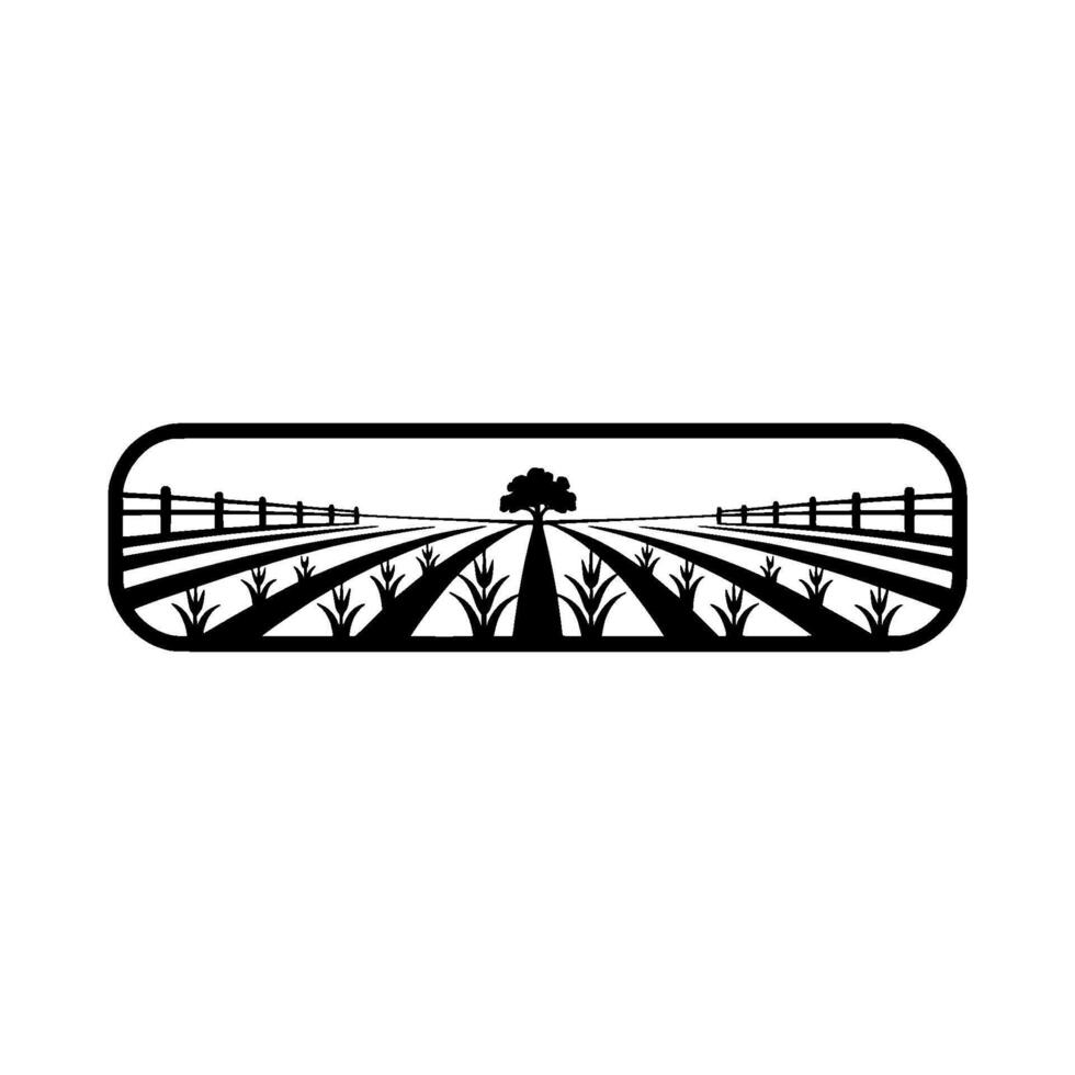 Serene Rural Landscape Emblem, Minimalist Farm vector