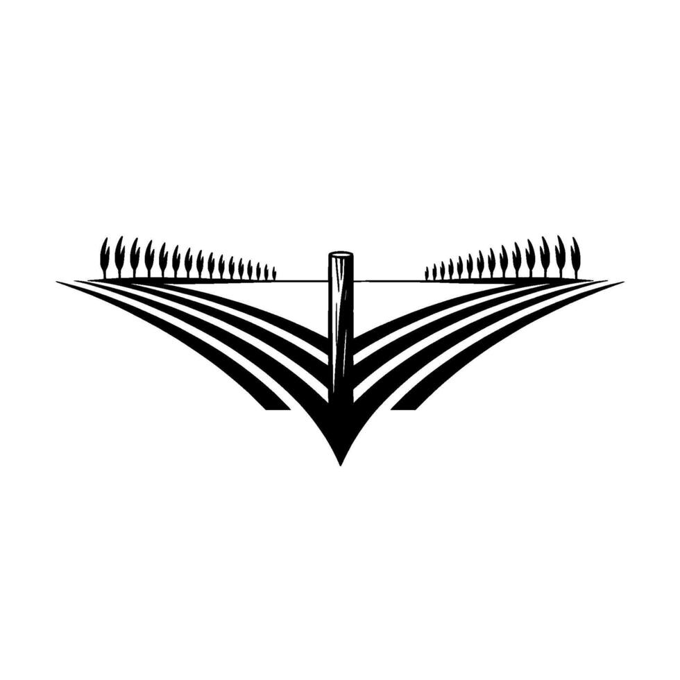 Agricultural Divide, Minimalist Landscape Emblem vector