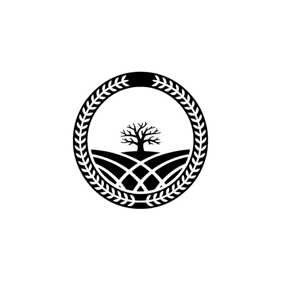 Emblem of Growth Rustic Landscape Ancient Tree Symbol vector