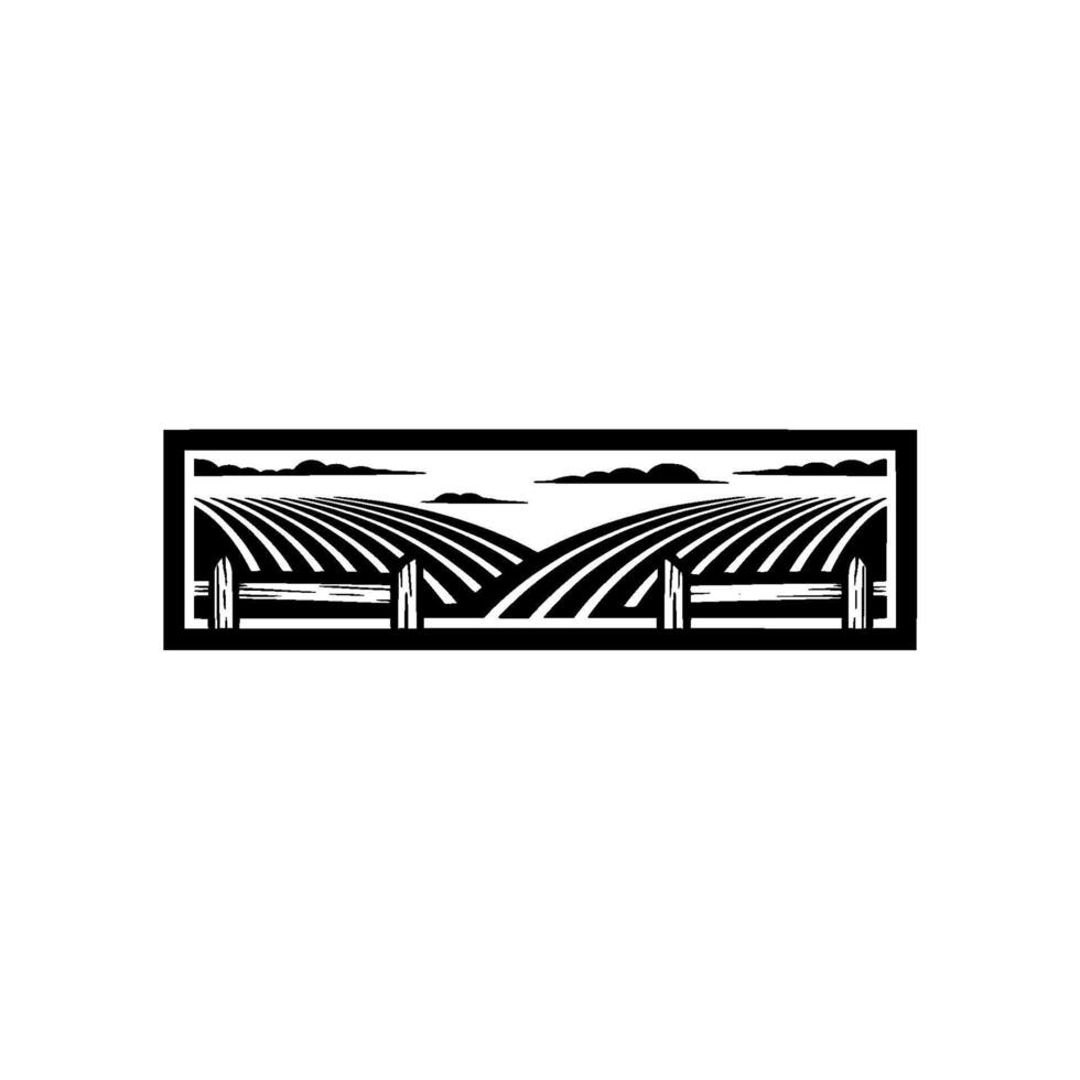 Rustic Landscape Emblem, Farm Horizon Silhouette vector