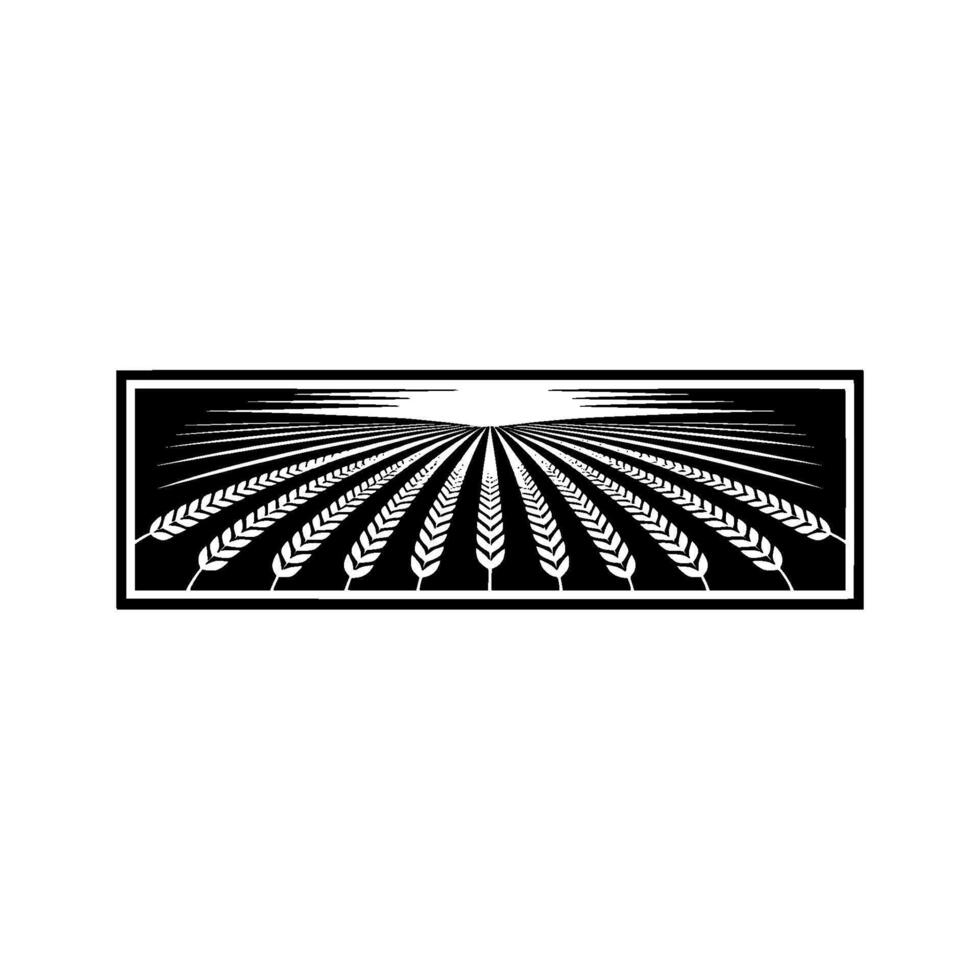 Grain Harvest Silhouette, Minimalist Agricultural Emblem vector