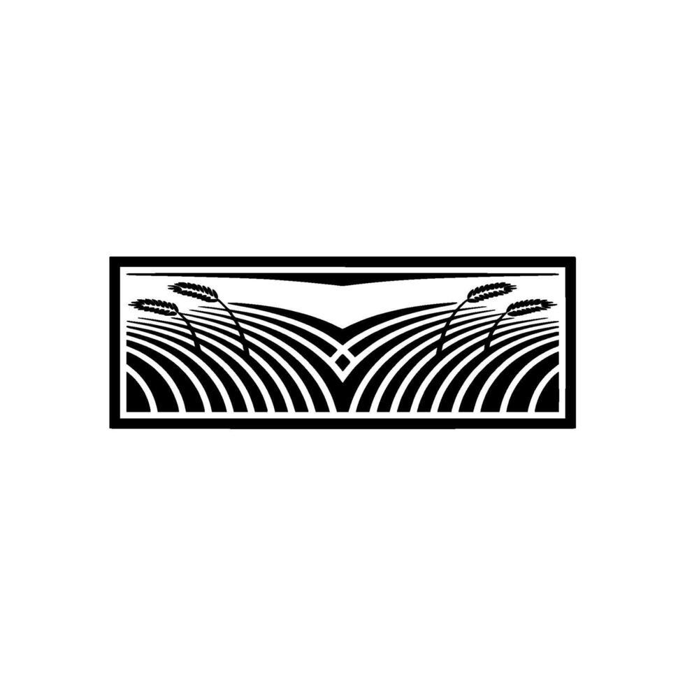 Geometric Harvest Stylized Wheat Field Emblem, Abstract vector