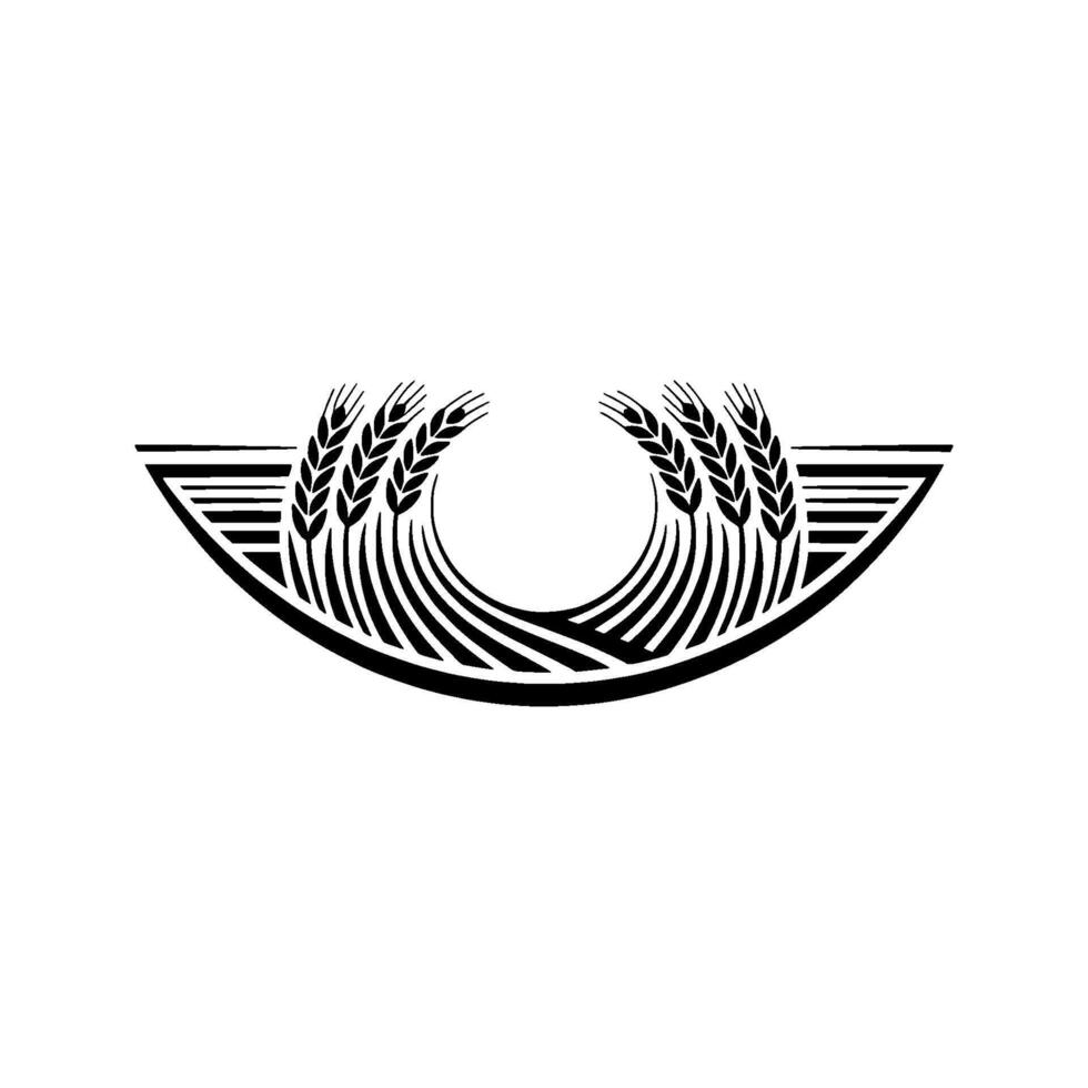 Abstract Wheat Field Emblem, Minimalist Harvest Symbol vector