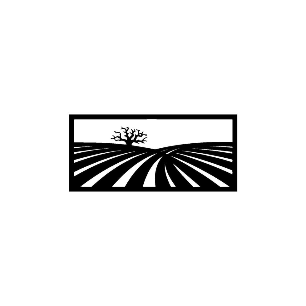 Serene Silhouette Landscape Emblem, Minimalist vector