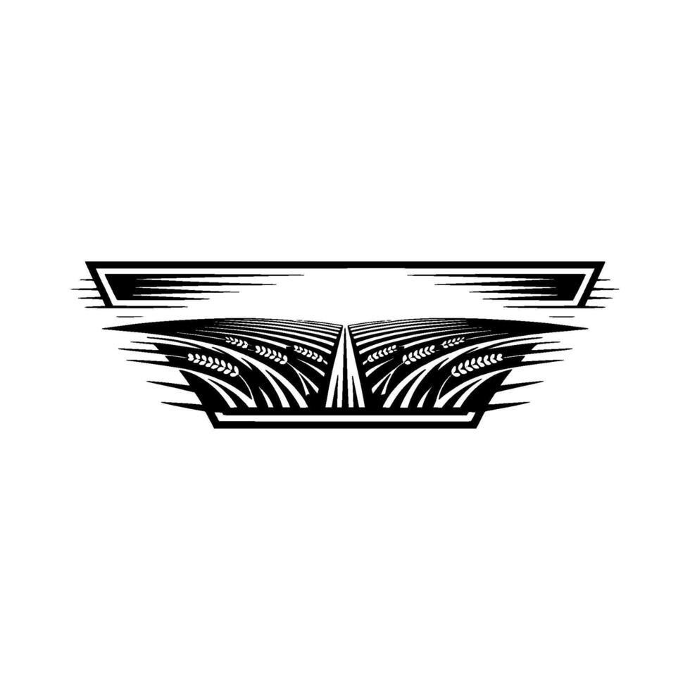 Geometric Harvest Abstract Wheat Field Emblem vector