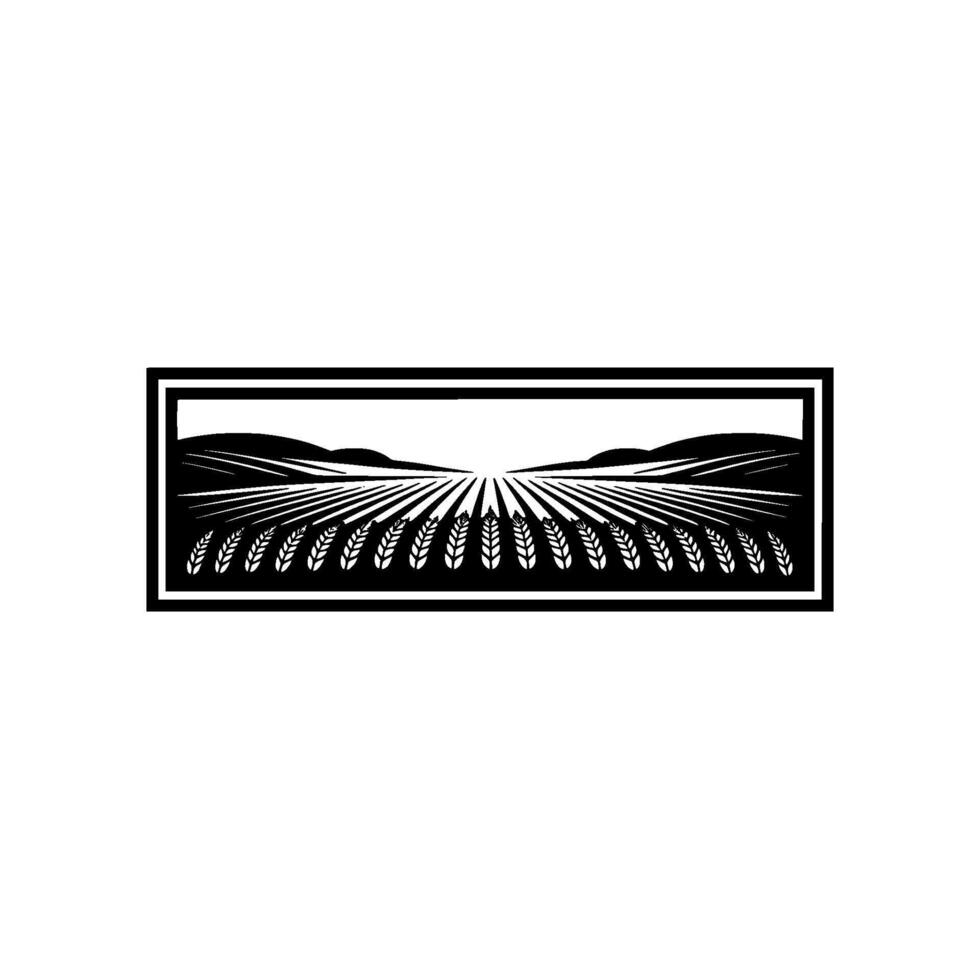 Rustic Horizon Grain Field Silhouette Emblem vector