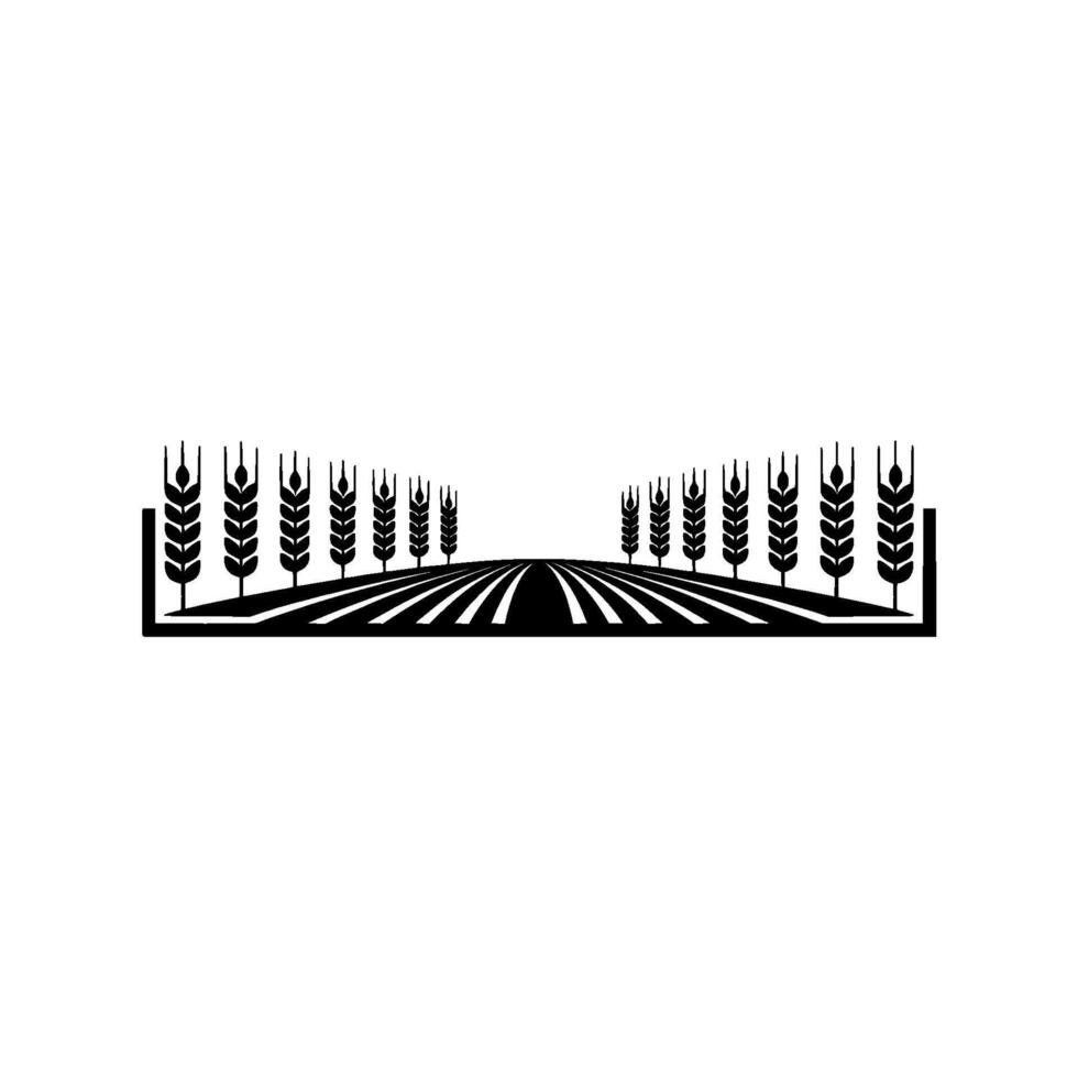 Minimalist Wheat Field Landscape Emblem vector