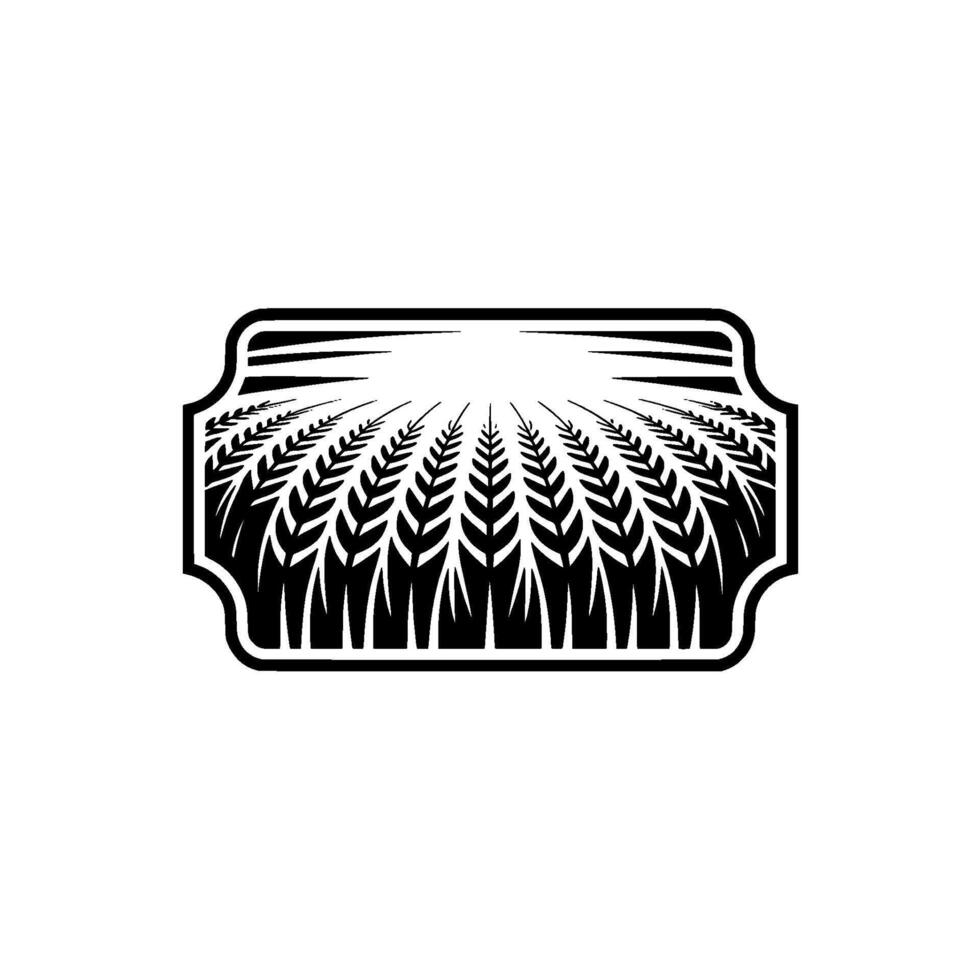 Geometric Wheat Field Emblem, Vintage Harvest Symbol vector