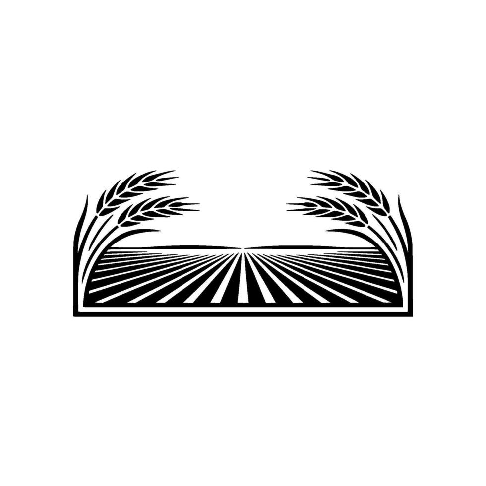Harvest Emblem Wheat Field Silhouette, Agricultural Symbol, Agriculture vector