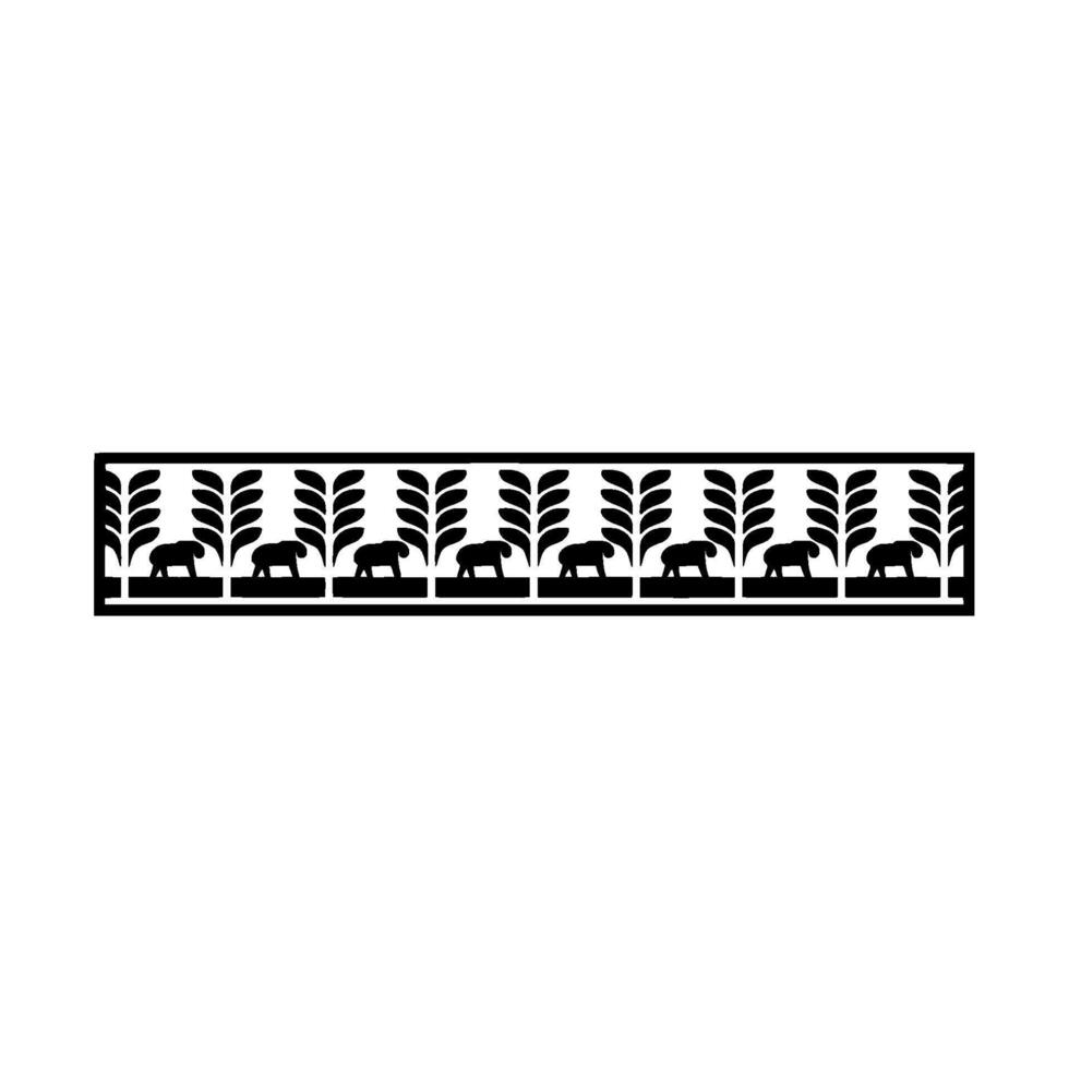 Stylized Elephant Border, Minimalist vector