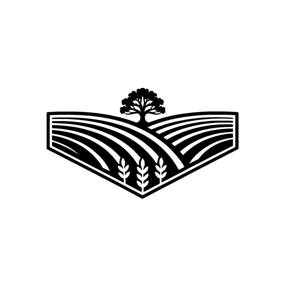 Emblematic Harvest Rustic Landscape Silhouette, Agriculture vector