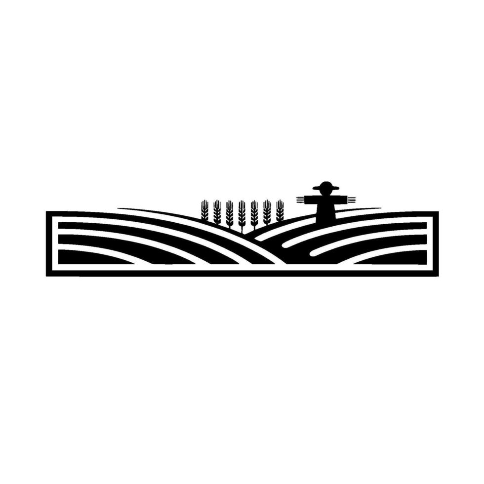 Rustic Harvest Emblem Agricultural Silhouette Rolling Hills vector