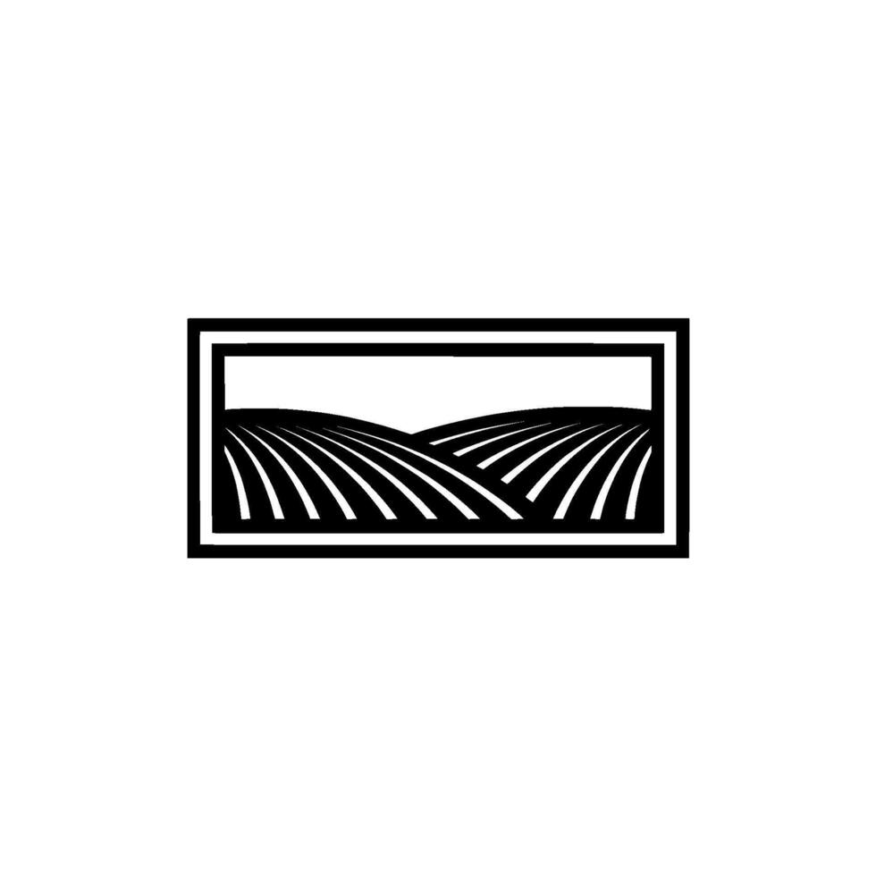 Minimalist Landscape Emblem, Rural Serenity, Fields vector