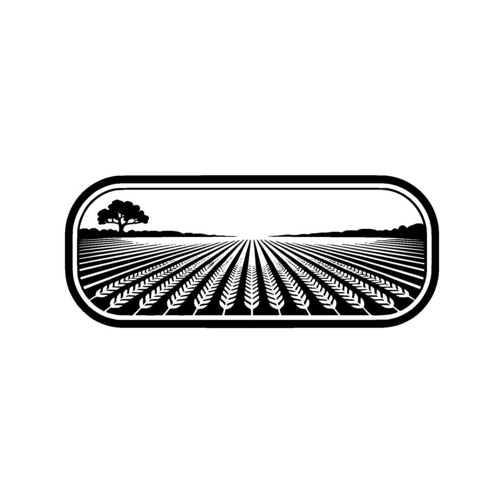 Serene Harvest Landscape, Emblem vector