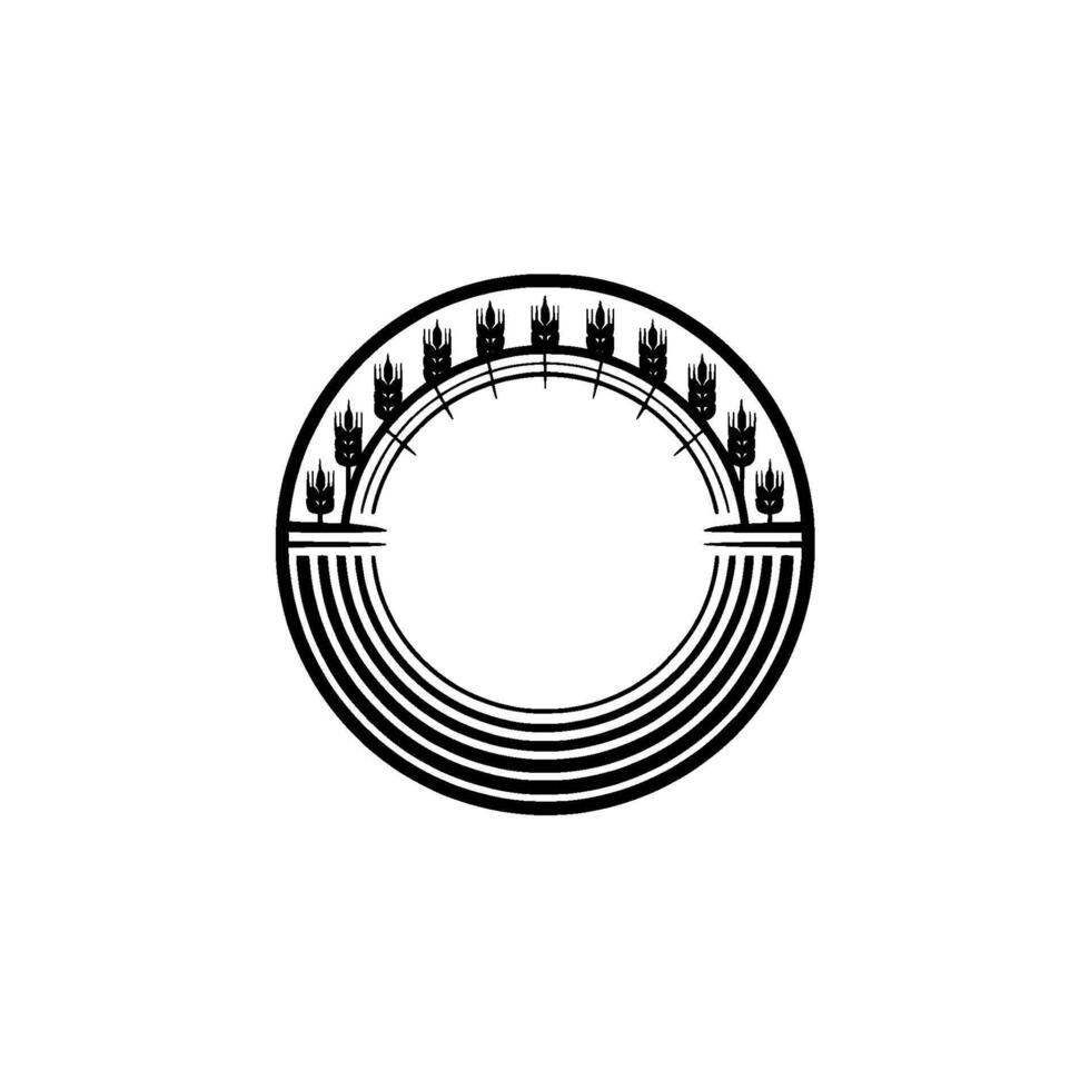Circular Wheat Emblem, Rustic Harvest Symbol, Circle vector