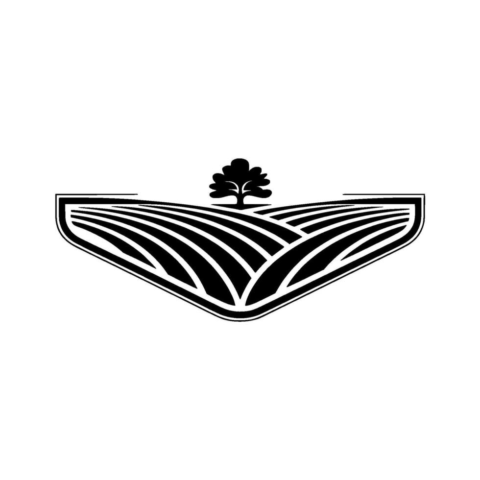 Geometric Landscape Emblem, Rustic Growth, Minimalist vector